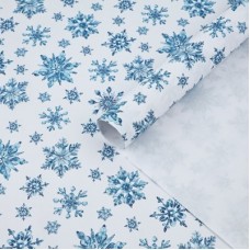 Бумага упаковочная крафтовая "Снежинки на белом", 50*70 см